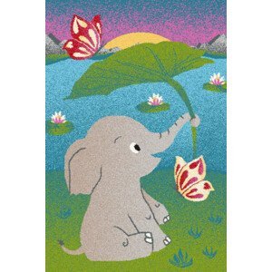 Detský koberec Agnella Funky Top Elephant zelený
