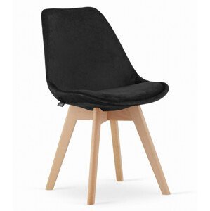 Jedálenská stolička NORI čierna - zamat (hnedé nohy)