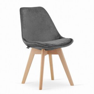 Jedálenská stolička NORI sivá - zamat (hnedé nohy)