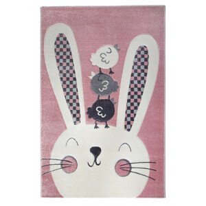 Detský koberec 3D králiček, ružový
