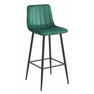 Barová stolička POZZA zamatová zelená (čierne nohy)