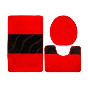 Sada kúpeľňových koberčekov FIORI červená / čierna, pruhy