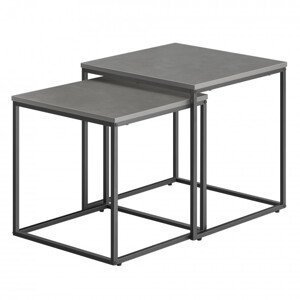 Set dvoch štvorcových konferenčných stolíkov - betón (čierne nohy)