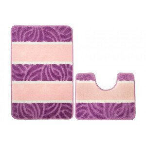 Sada kúpeľňových koberčekov MURCIA ružová / fialová, lístie