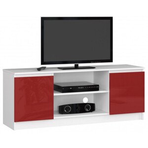 Stolík pod TV RTV 140 2D 1P biely / červený, lesk