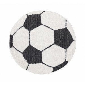 Detský koberec KAYRA FOOTBALL, biely / čierny