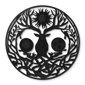 Dekor z Lesa, Drevený strom života - Silva Mystica - Čierna, 48 x 48 cm