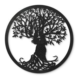 Dekor z Lesa, Drevený strom života - Amoris Nexus - Čierna, 70 x 70 cm
