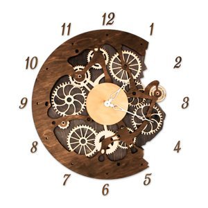Dekor z Lesa, Drevené hodiny - Gear - Farebné, 37 x 37 cm