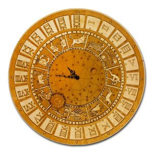 Dekor z Lesa, Drevené hodiny "Horoskop" - Svetlá kombinácia, 37 x 37 cm