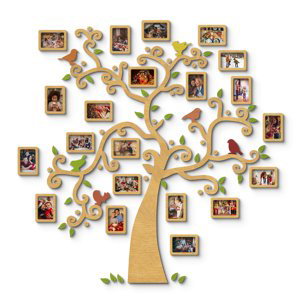 Dekor z Lesa, Drevený strom rodiny - Radices Familiae - Dub tmavý, 140 x 170 cm, 5ks rámikov (+9,00€)