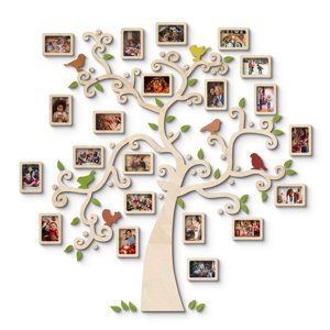 Dekor z Lesa, Drevený strom rodiny - Radices Familiae - Prírodné drevo, 140 x 170 cm, 25ks rámikov (+45,00€)