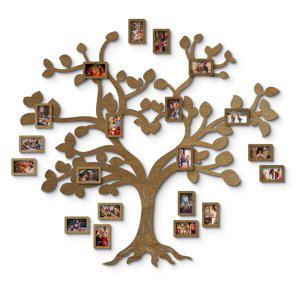 Dekor z Lesa, Drevený strom rodiny - Arbor Genealogica - Orech régia, 155 x 175 cm, 15ks rámikov (+27,00€)