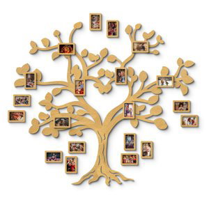 Dekor z Lesa, Drevený strom rodiny - Arbor Genealogica - Dub tmavý, 155 x 175 cm, 5ks rámikov (+9,00€)