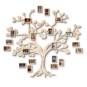 Dekor z Lesa, Drevený strom rodiny - Arbor Genealogica - Prírodné drevo, 155 x 175 cm, 5ks rámikov (+9,00€)