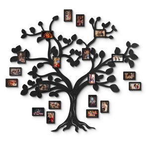 Dekor z Lesa, Drevený strom rodiny - Arbor Genealogica - Čierna, 155 x 175 cm, Bez fotorámikov