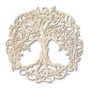 Dekor z Lesa, Drevený strom života - Radix Mundi - Prírodné drevo, 70 x 70 cm