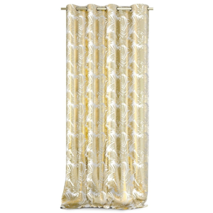 AmeliaHome Záves Velvet Golden Leaves biela, 140 x 245 cm