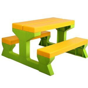 Star Plus Detský záhradný stôl a lavičky, zelená/žltá