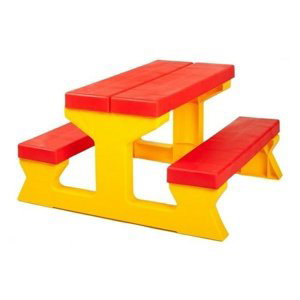 Star Plus Detský záhradný stôl a lavičky, červená/žltá