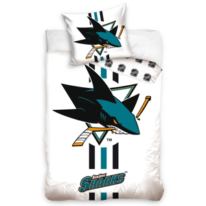 BedTex Bavlnené obliečky NHL San Jose Sharks White, 140 x 200 cm, 70 x 90 cm