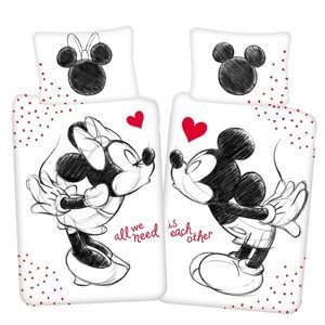 Jerry Fabrics Detské bavlnené obliečky Mickey a Minnie "All we need", 140 x 200 cm, 70 x 90 cm