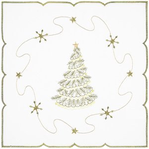 Forbyt Vianočný obrus Stromček bielo-zelená, 35 x 35 cm