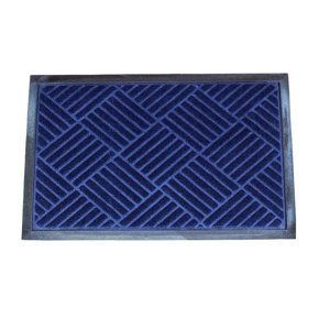 FAVE Gumová rohožka Checker modrá, 40 x 60 cm