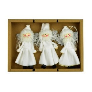 Sada vianočných ozdôb Biele bábiky, 3 ks