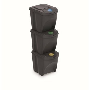 Kôš na triedený odpad Sortibox 25 l, 3 ks, antracit IKWB20S3 – S433