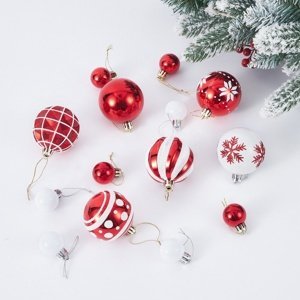 4Home Sada vianočných ozdôb Merry&Bright, 42 ks, červeno-biela