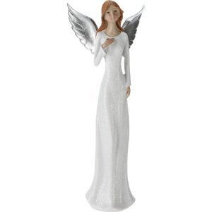 Vianočná dekorácia Anjel so striebornými krídlami, 8,7 x 22 cm