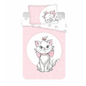 Jerry Fabrics Detské bavlnené obliečky do postieľky Marie cat like pink baby, 100 x 135 cm, 40 x 60 cm