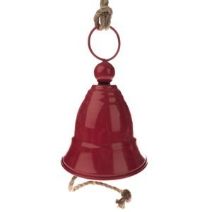 Závesný kovový zvonček Horn, 7,5 x 11 cm, červená