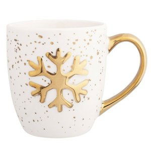 Altom Porcelánový hrnček Golden snowflake, 350 ml