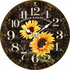 Drevené nástenné hodiny Marche aux fleurs, pr. 34 cm