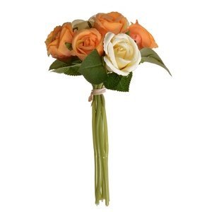 Umelá kytice pukov ruže oranžová, 22 cm 