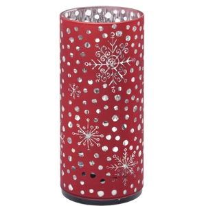 Vianočná LED dekorácia Cylinder with snowflakes červená, 7 x 15 cm