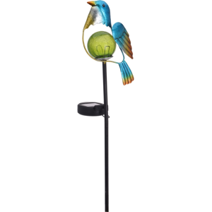 Solárna lampa Bird modrá, 13 x 6 x 52 cm