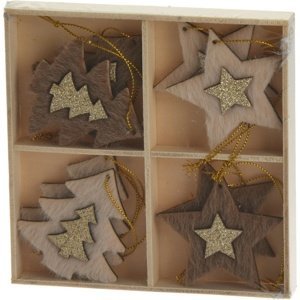 Sada vianočných dekorácií Hviezdy, 8 ks, 13 x 13 x 1,5 cm