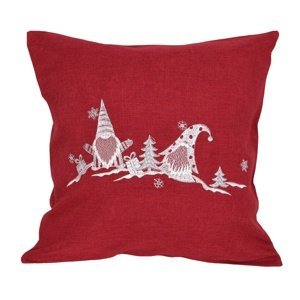 Forbyt Vianočná obliečka na vankúšik Škriatkovia červená, 40 x 40 cm