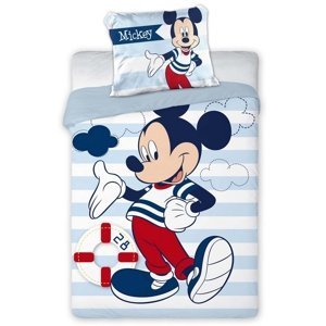 Tiptrade Detské bavlnené obliečky do postieľky Mickey Mouse Námorník, 100 x 135 cm, 40 x 60 cm