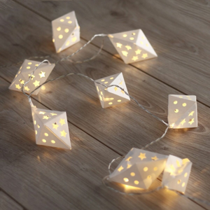 DecoKing Ozdobná papierová girlanda biela, 10 LED