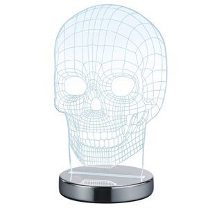 Sconto Stolná 3D LED lampa JUGI chróm, lebka