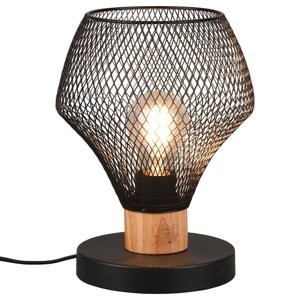 Sconto Stolná lampa VALERIA 1 čierny kov/svetlé drevo