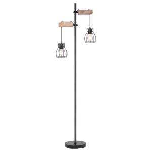 Sconto Stojacia lampa MINA čierny kov/svetlé drevo