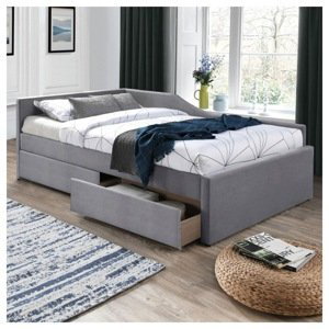 Sconto Rohová posteľ s roštom ILAUT sivá, 120x200 cm