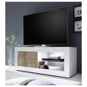 Sconto TV komoda BASIC 4 biela lesklá/dub