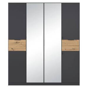 Sconto Šatníková skriňa TICAO II metalická sivá/dub artisan, šírka 181 cm