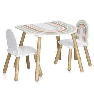 Sconto Detská zostava stolu a stoličiek RAINBOW biela/prírodná